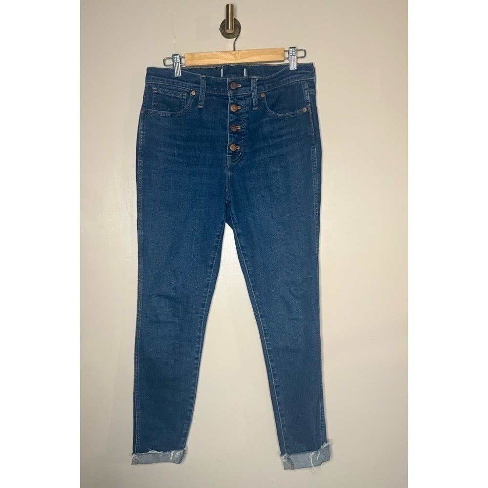 Madewell 10" High Rise Skinny Jeans Dark Wash Button‎ Fly Stretch Denim Size 29
